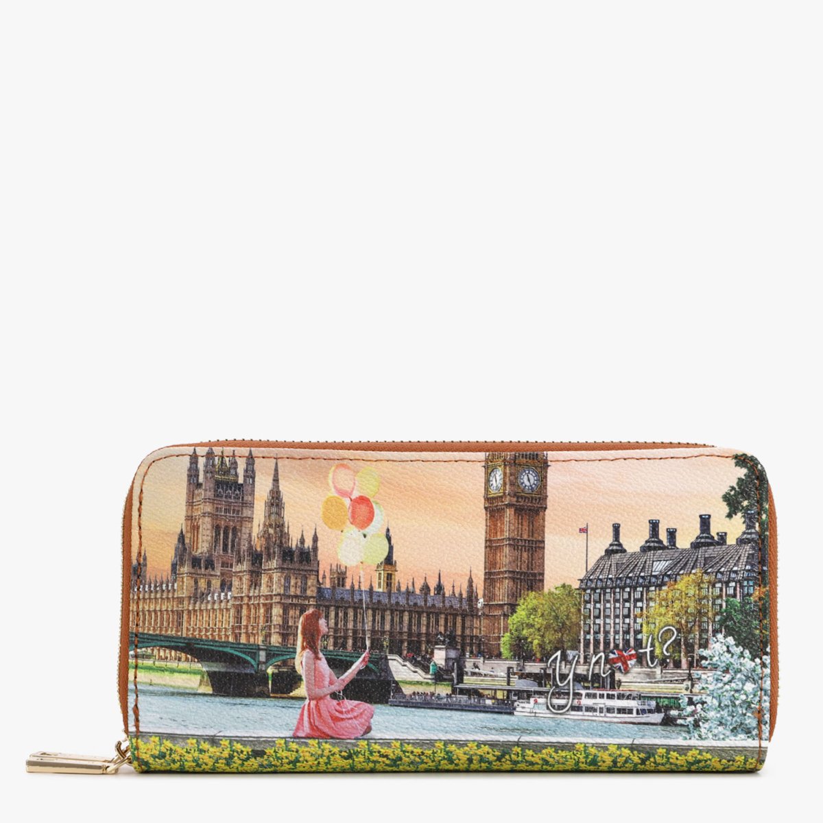 Portafoglio donna YNOT YES568S4 YESBAG Yellow Flowers doppia zip - immagine 3