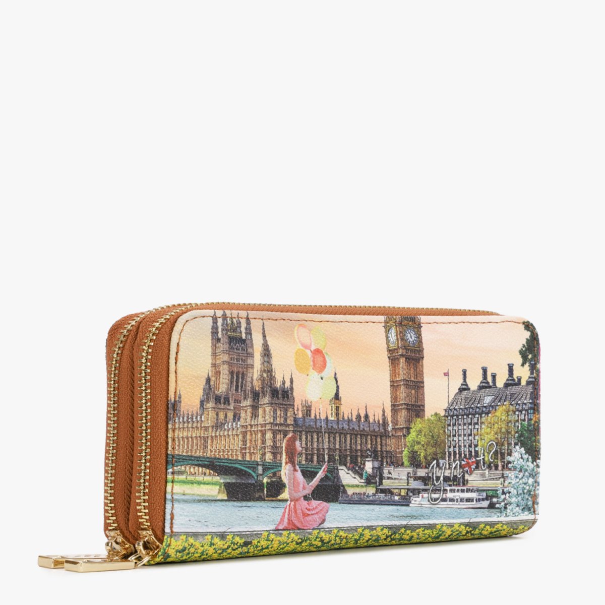 Portafoglio donna YNOT YES568S4 YESBAG Yellow Flowers doppia zip - immagine 2