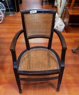 Sedia Capotavola Vintage in Legno Scuro e Paglia di Vienna – 24341 - immagine 2
